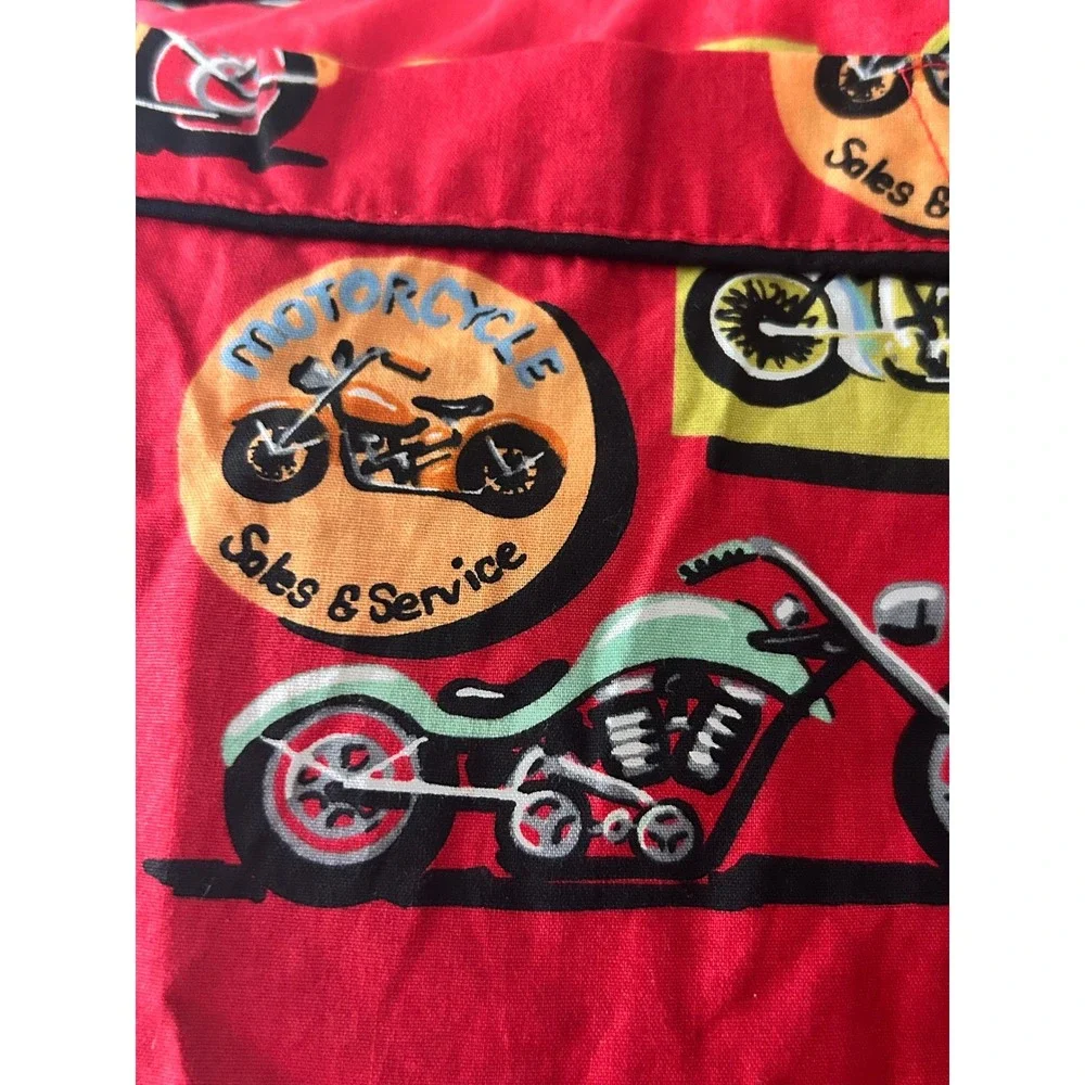 Nick & Nora Mens Red Vintage Motorcycle Graphic Cotton Pajama Set Large - CJ